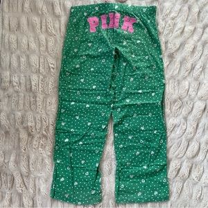 PINK Victoria’s Secret Green Heart Drawstring Pajama Pant Y2K
